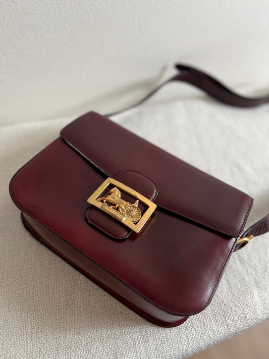 CELINE Vintage Triumph Bordeaux Leather Gold