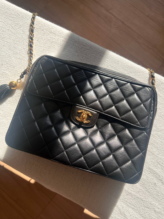 CHANEL Vintage Quilted Camera Bag with Tassel