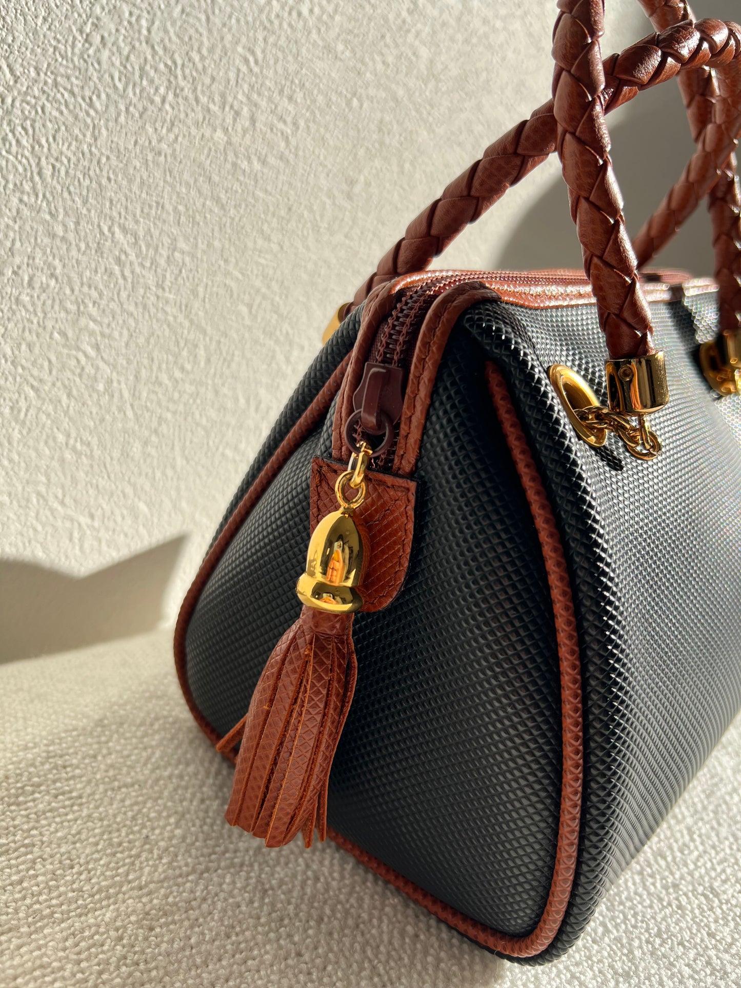 Bottega Veneta PVC and Leather Braided Handle Crossbody Bag