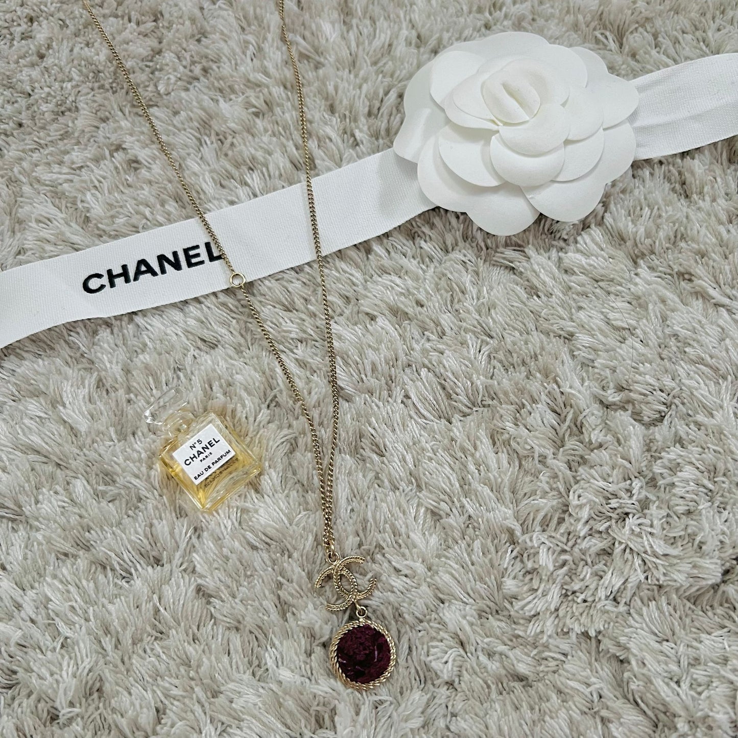 CHANEL Coco Mark Planet Motif Necklace