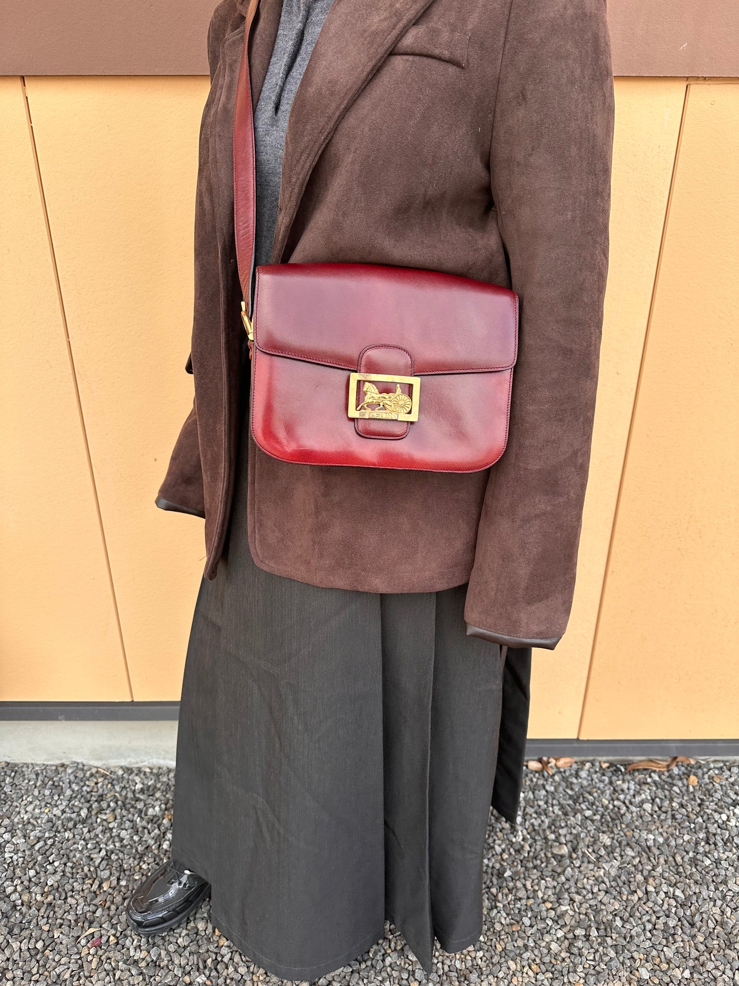 CELINE Vintage Horse Carriage Bag Leather Gold